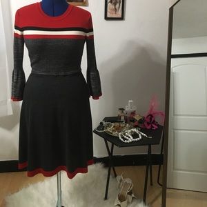 Sweater dress with bell sleeves